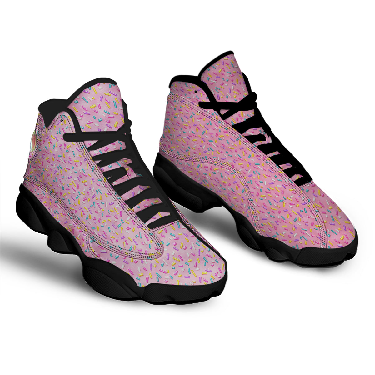 Candy Sprinkles Sweet Pink Print Pattern Black Basketball Shoes-grizzshop