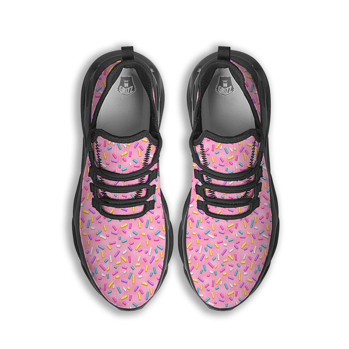 Candy Sprinkles Sweet Pink Print Pattern Black Running Shoes-grizzshop