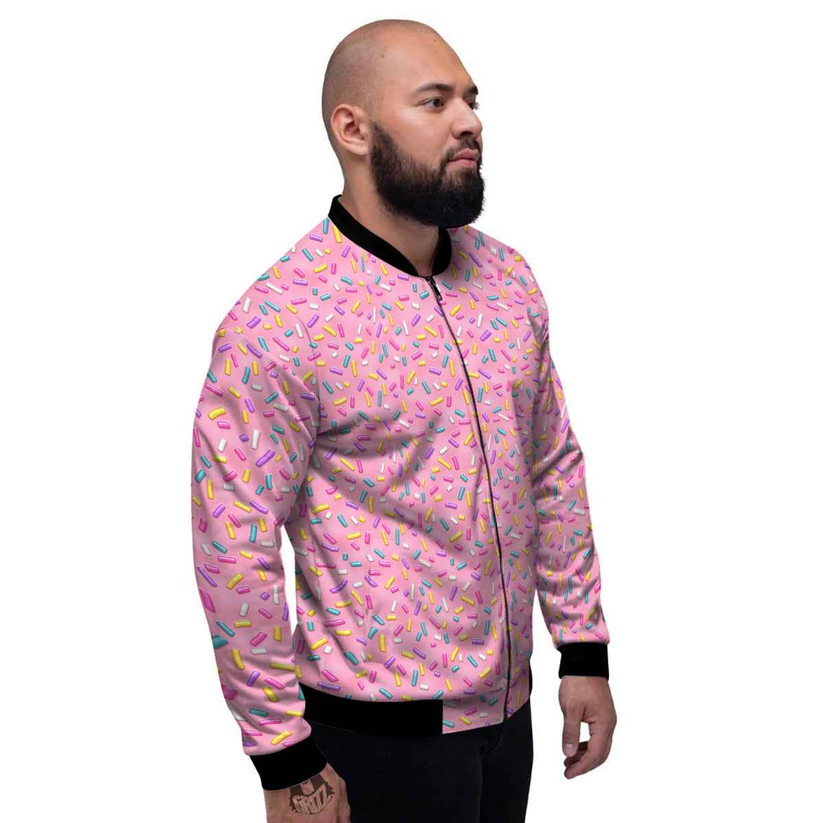 Candy Sprinkles Sweet Pink Print Pattern Men's Bomber Jacket-grizzshop