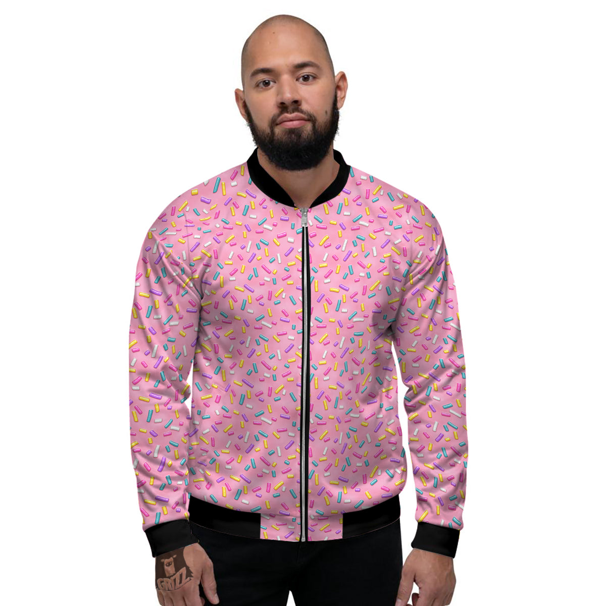 Candy Sprinkles Sweet Pink Print Pattern Men's Bomber Jacket-grizzshop
