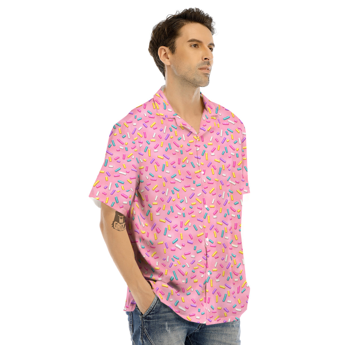 Candy Sprinkles Sweet Pink Print Pattern Men's Hawaiian Shirt-grizzshop