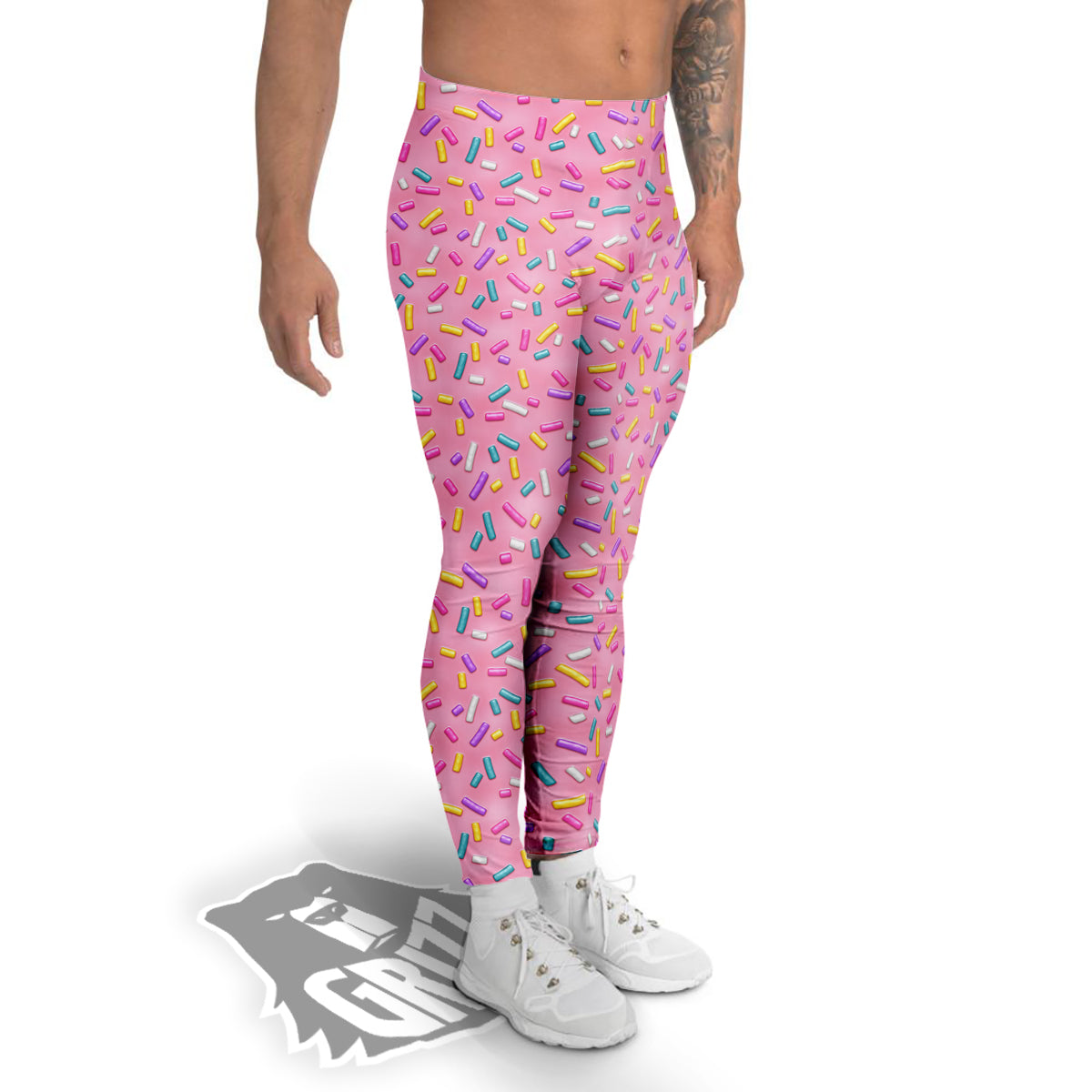 Candy Sprinkles Sweet Pink Print Pattern Men's Leggings-grizzshop