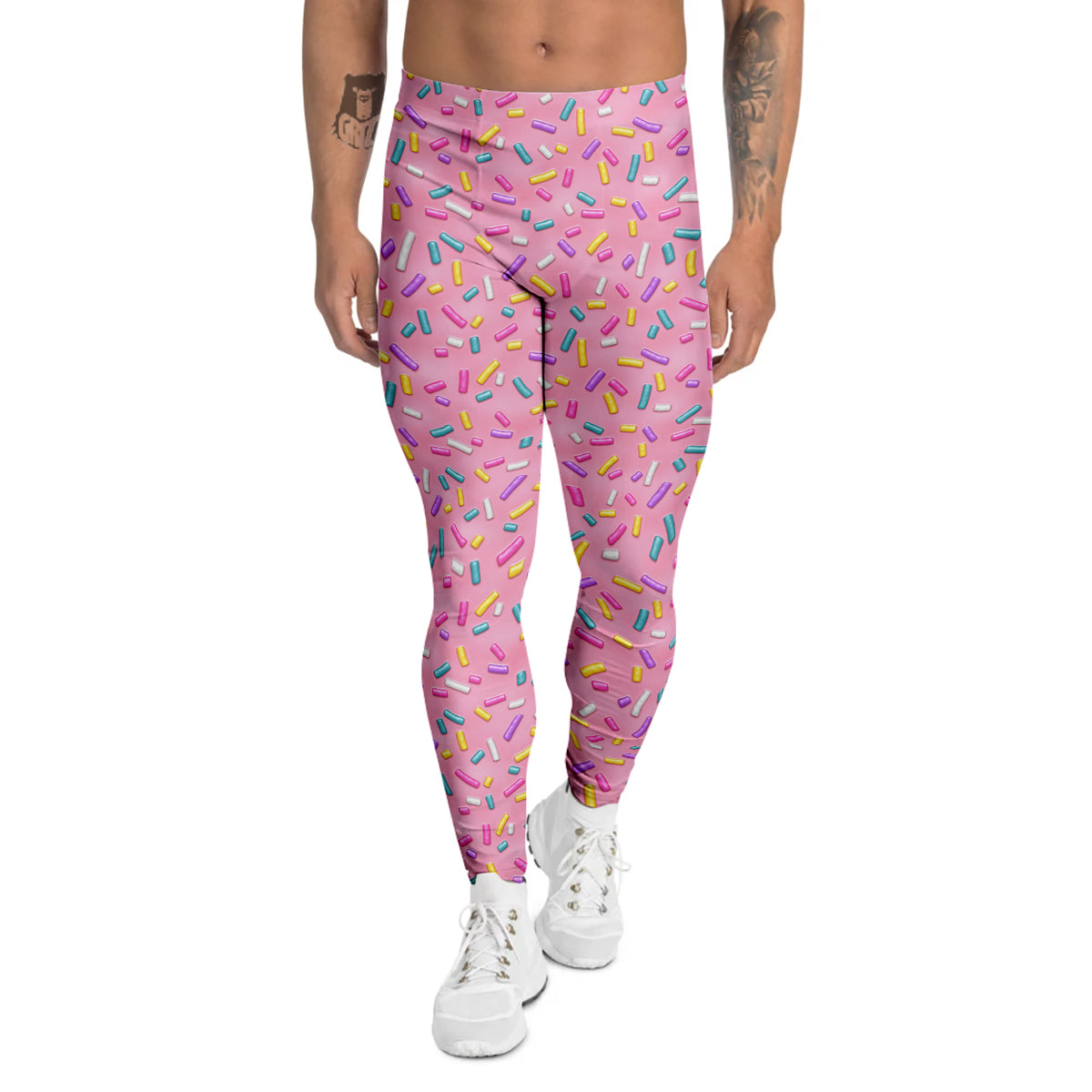 Candy Sprinkles Sweet Pink Print Pattern Men's Leggings-grizzshop