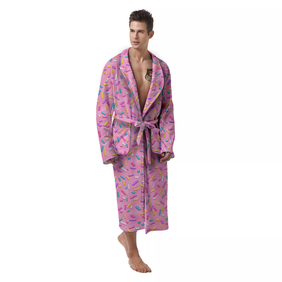 Candy Sprinkles Sweet Pink Print Pattern Men's Robe-grizzshop
