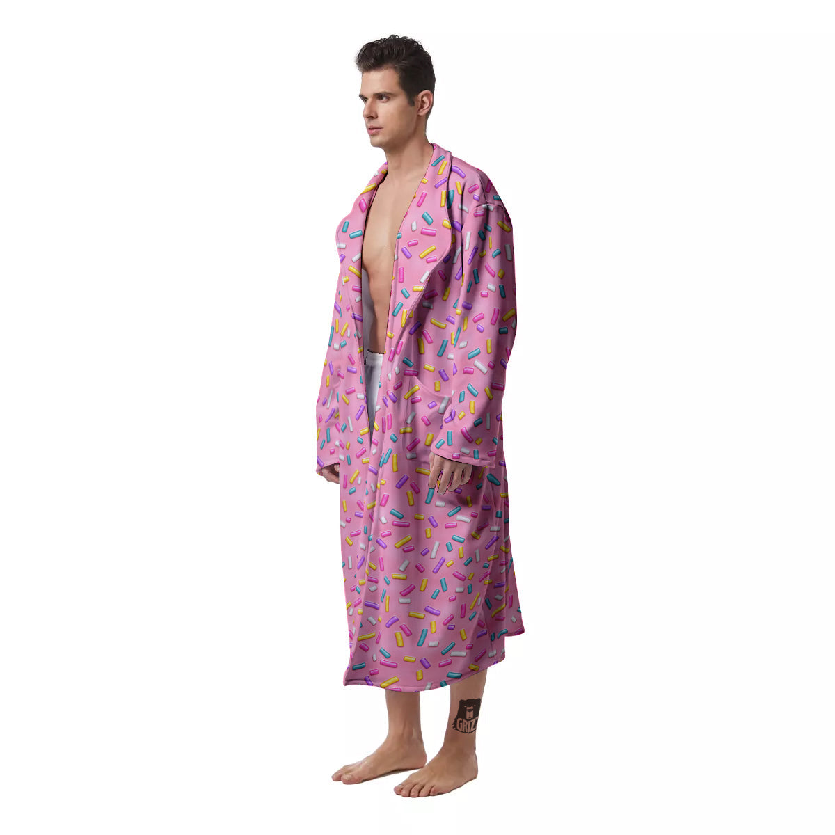 Candy Sprinkles Sweet Pink Print Pattern Men's Robe-grizzshop