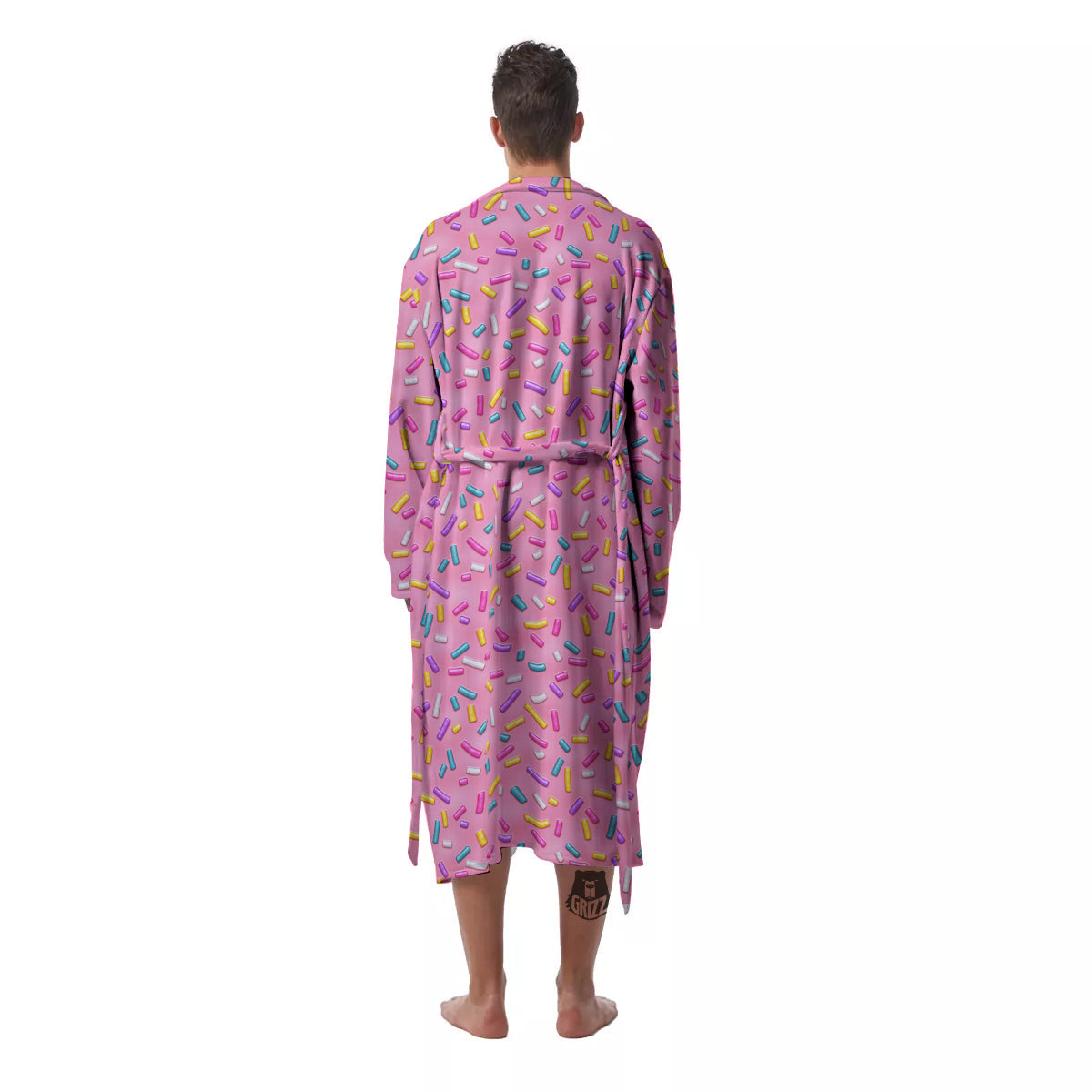 Candy Sprinkles Sweet Pink Print Pattern Men's Robe-grizzshop
