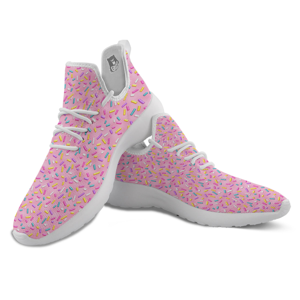 Candy Sprinkles Sweet Pink Print Pattern White Athletic Shoes-grizzshop