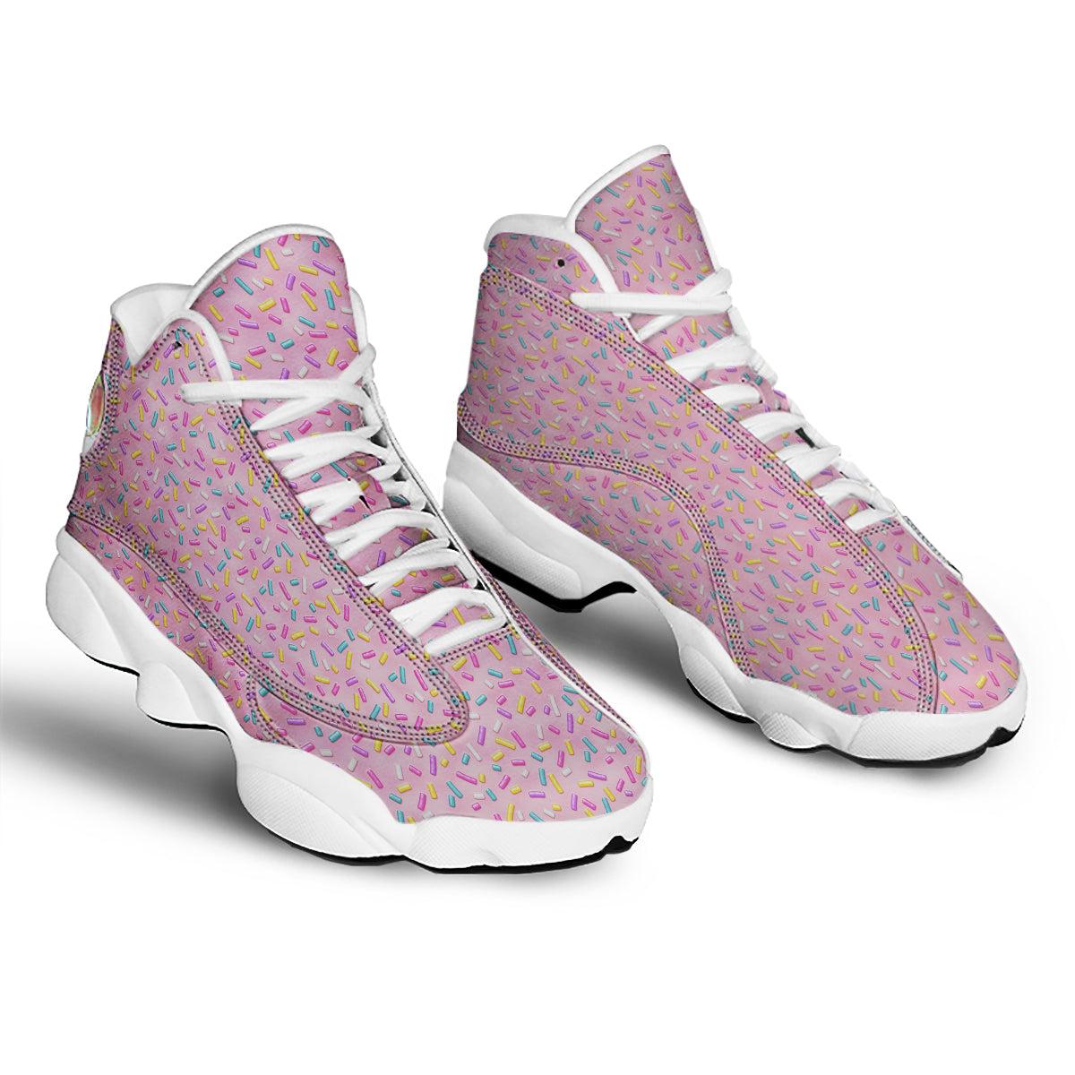 Candy Sprinkles Sweet Pink Print Pattern White Basketball Shoes-grizzshop