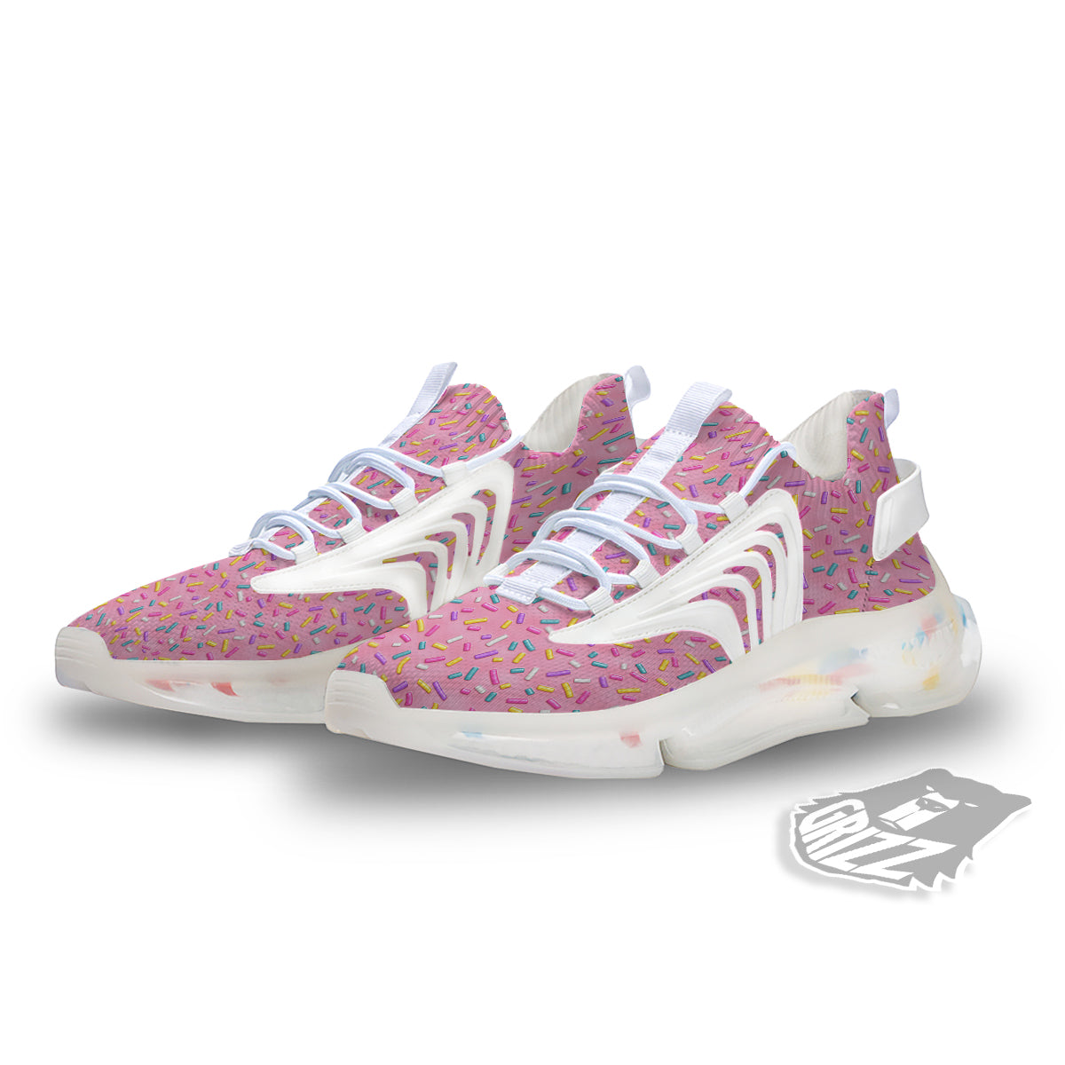 Candy Sprinkles Sweet Pink Print Pattern White Gym Shoes-grizzshop