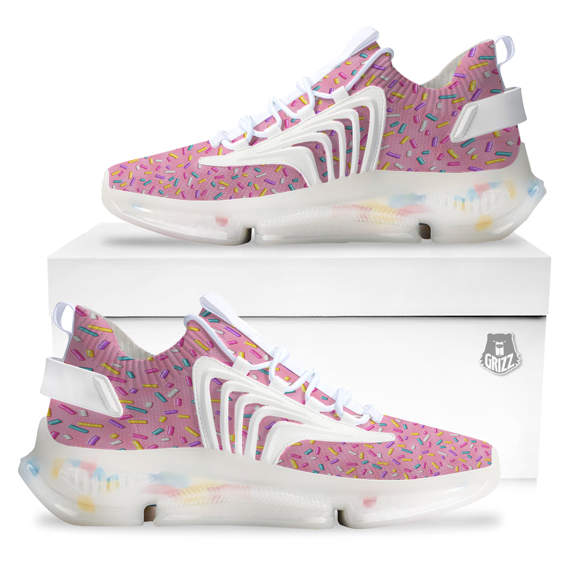 Candy Sprinkles Sweet Pink Print Pattern White Gym Shoes-grizzshop