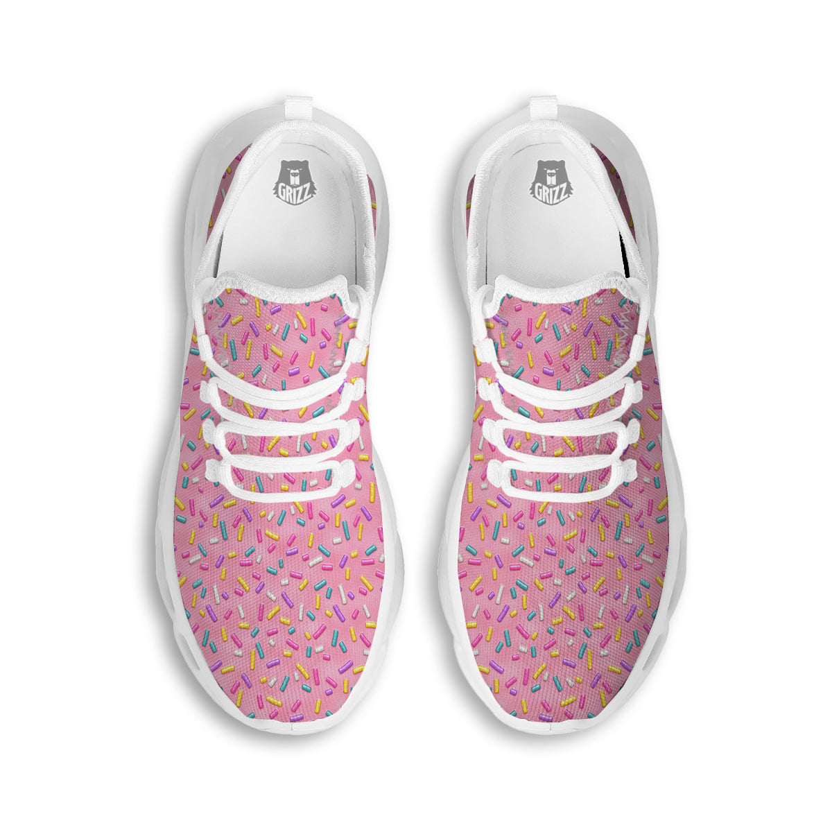 Candy Sprinkles Sweet Pink Print Pattern White Running Shoes-grizzshop