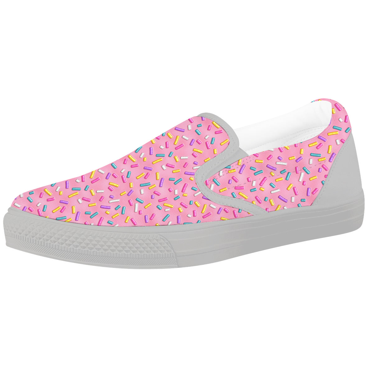 Candy Sprinkles Sweet Pink Print Pattern White Slip On Shoes-grizzshop