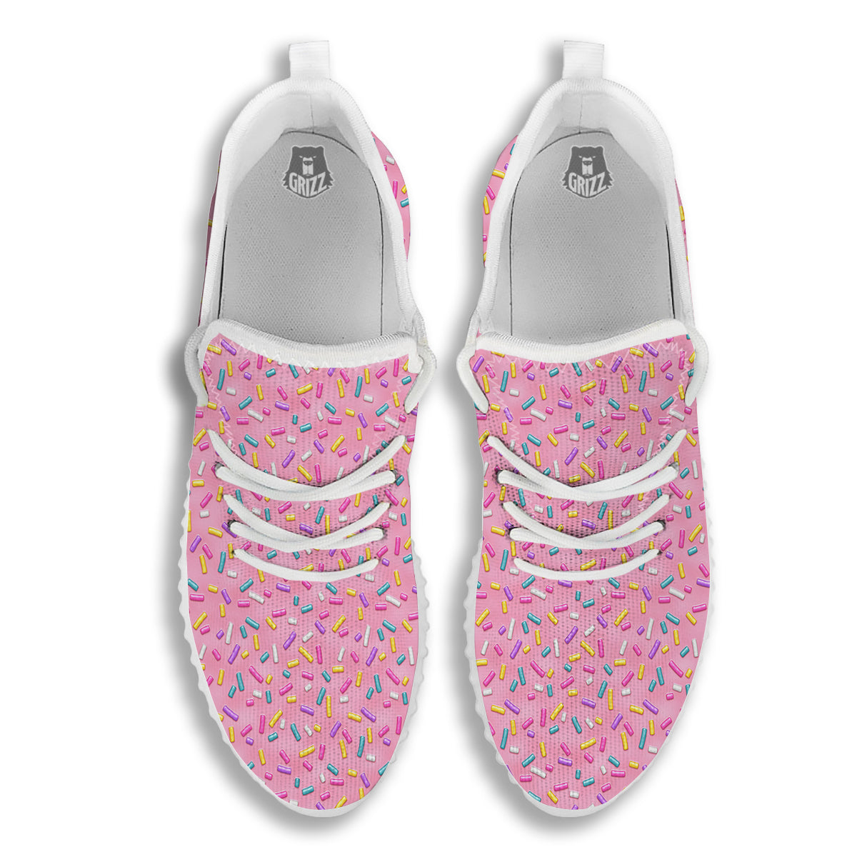 Candy Sprinkles Sweet Pink Print Pattern White Walking Shoes-grizzshop