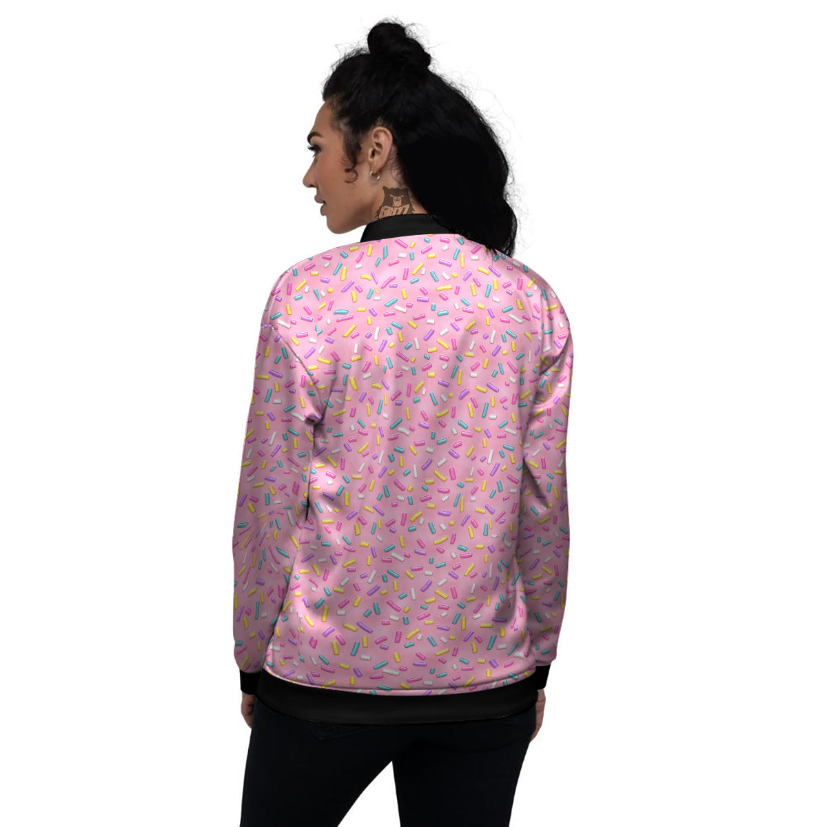 Candy Sprinkles Sweet Pink Print Pattern Women's Bomber Jacket-grizzshop