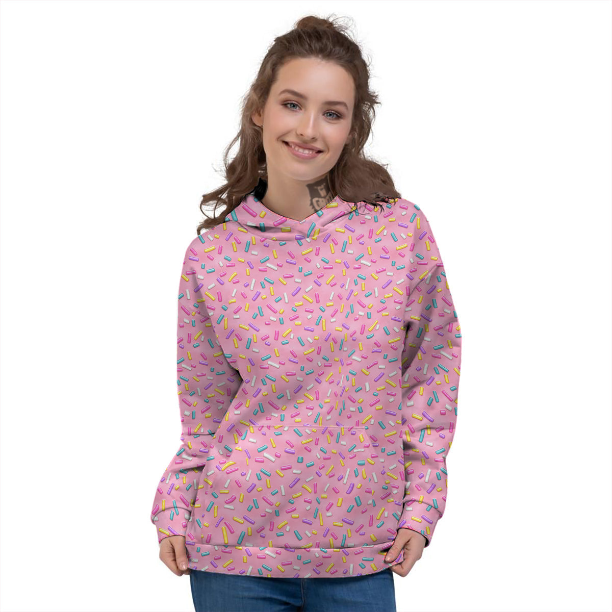 Candy Sprinkles Sweet Pink Print Pattern Women's Hoodie-grizzshop