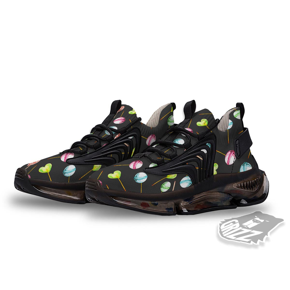 Candy Sweet Print Pattern Black Gym Shoes-grizzshop