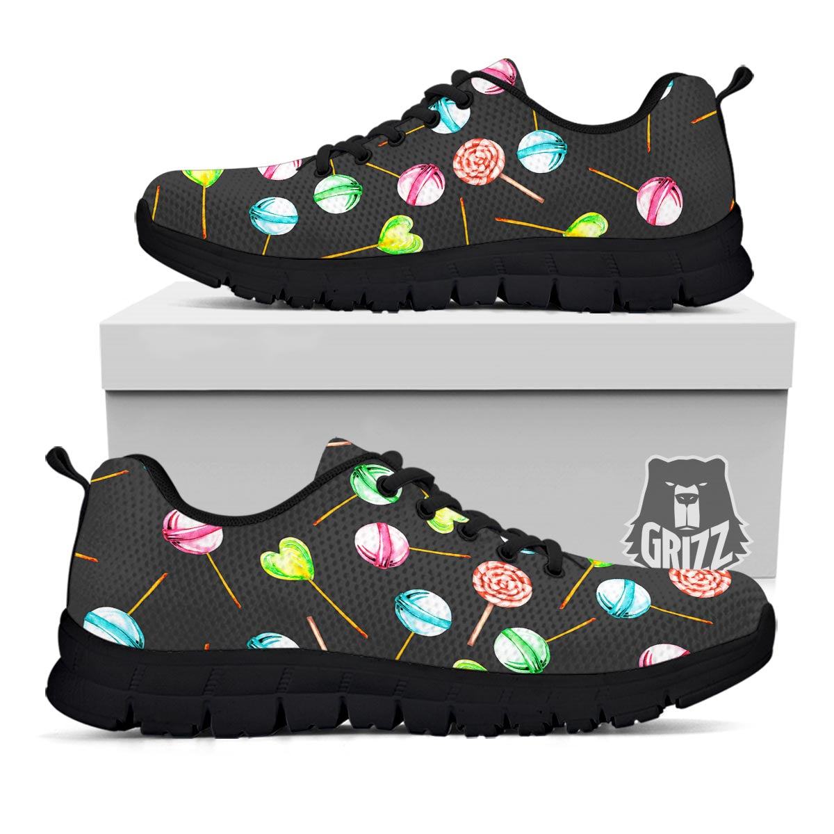 Candy Sweet Print Pattern Black Sneaker-grizzshop