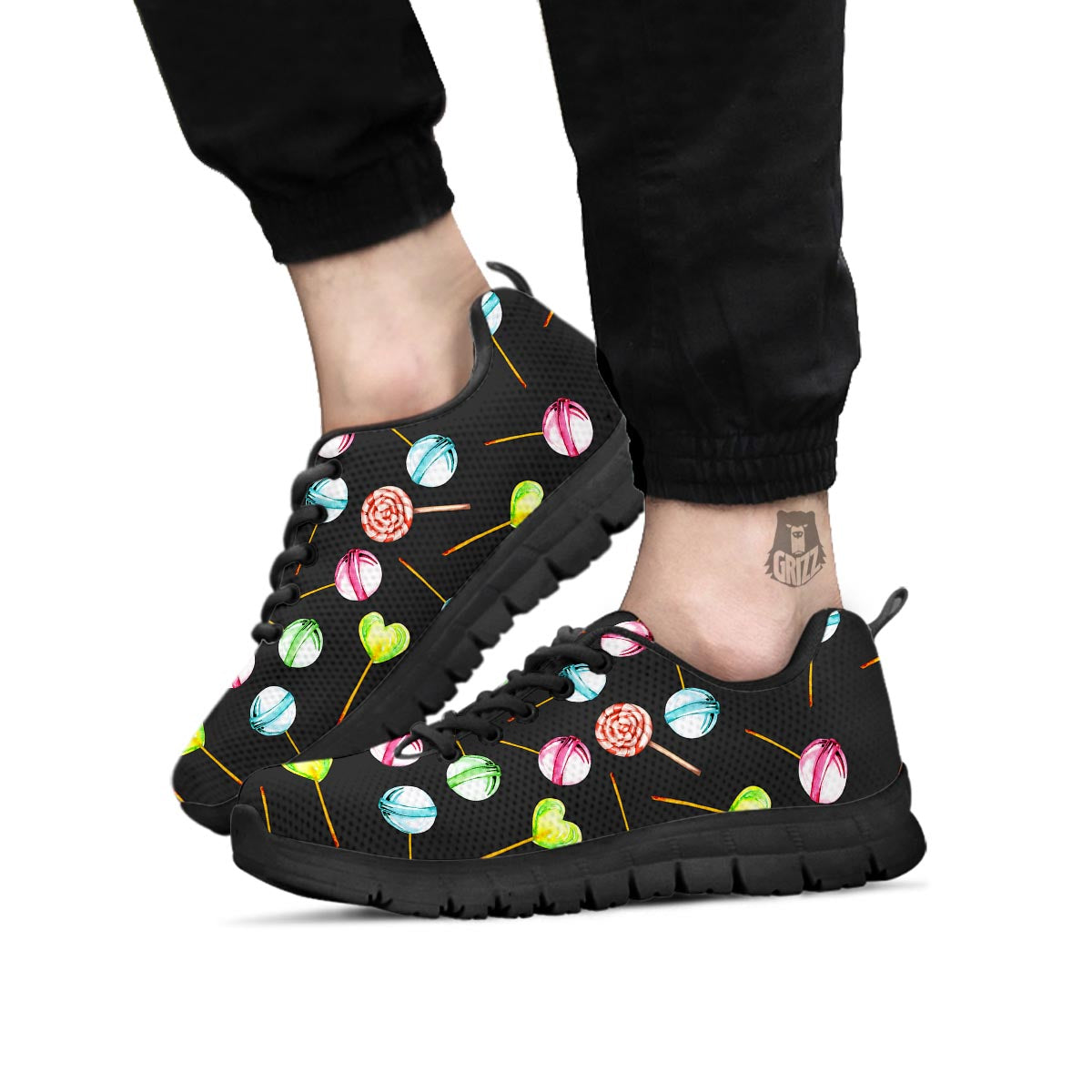 Candy Sweet Print Pattern Black Sneaker-grizzshop