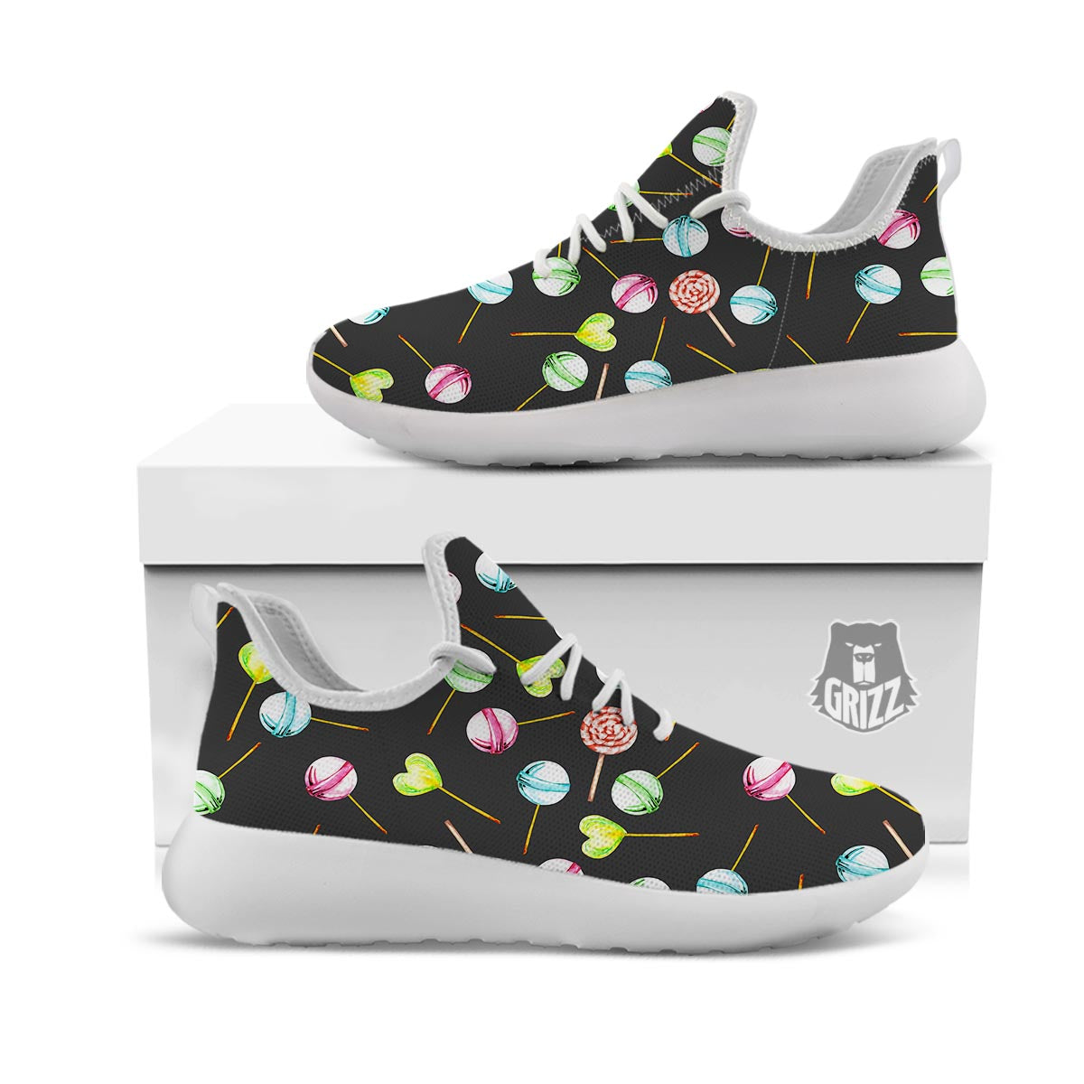 Candy Sweet Print Pattern White Athletic Shoes-grizzshop