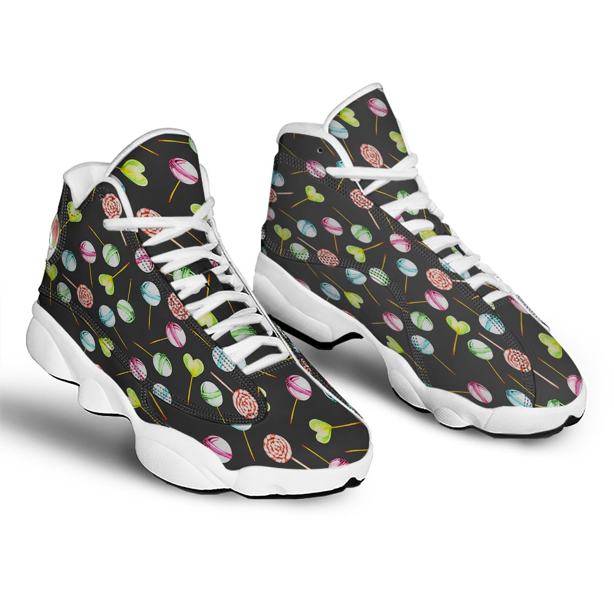 Candy Sweet Print Pattern White Basketball Shoes-grizzshop