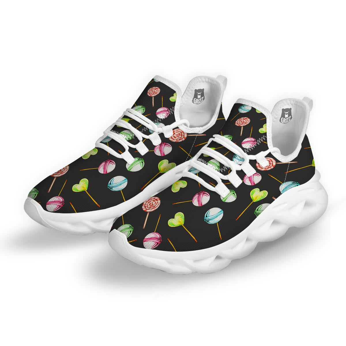 Candy Sweet Print Pattern White Running Shoes-grizzshop