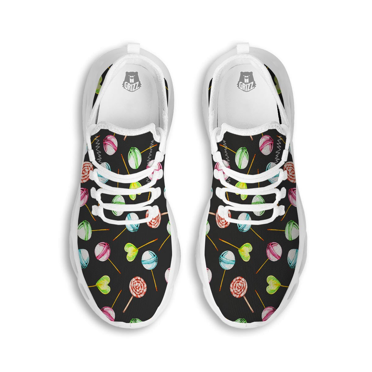 Candy Sweet Print Pattern White Running Shoes-grizzshop