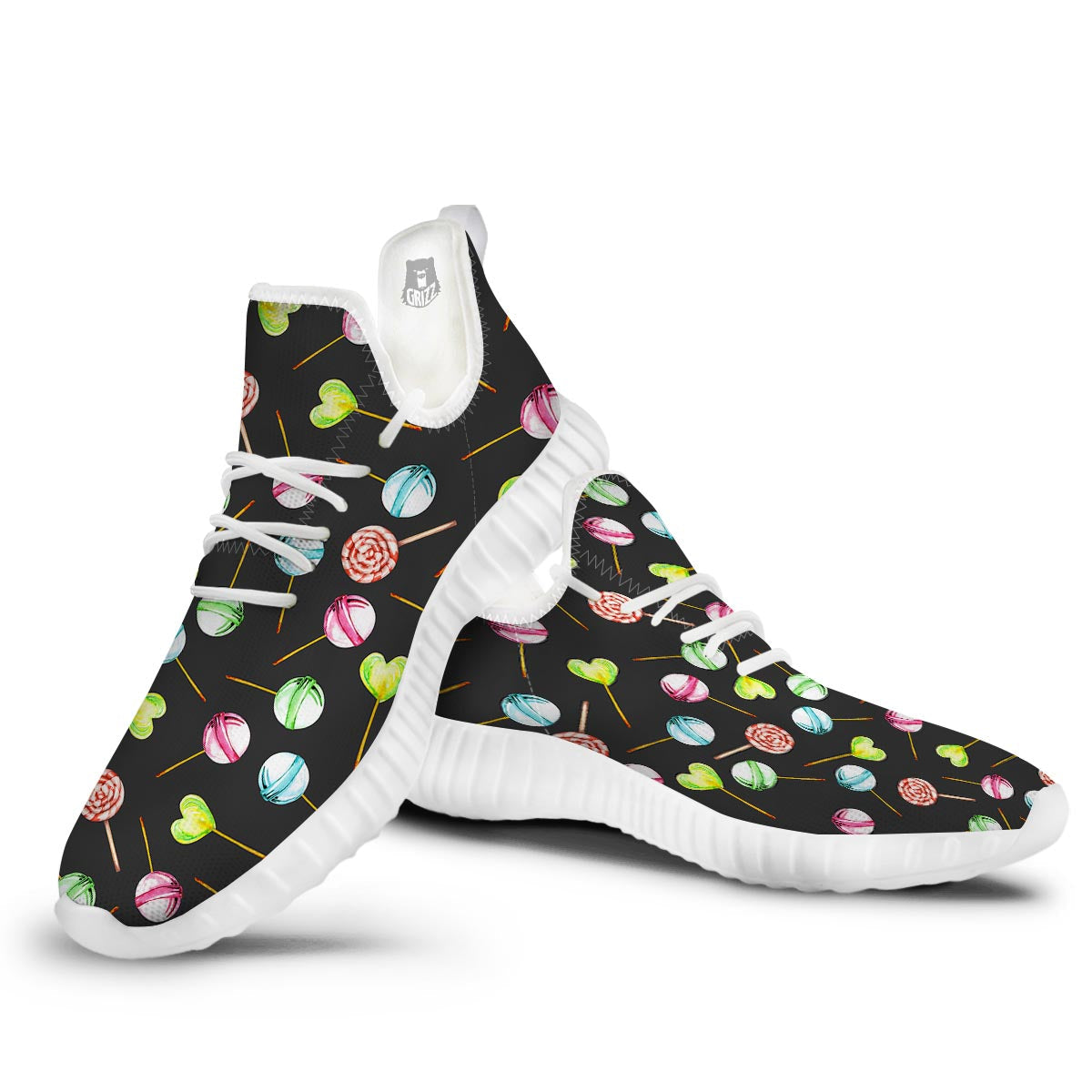 Candy Sweet Print Pattern White Walking Shoes-grizzshop