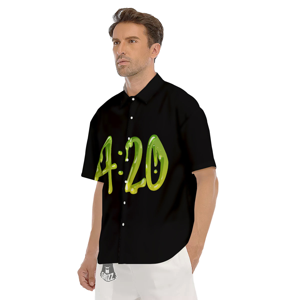 Cannabis Day 420 Print Men's Short Sleeve Shirts-grizzshop