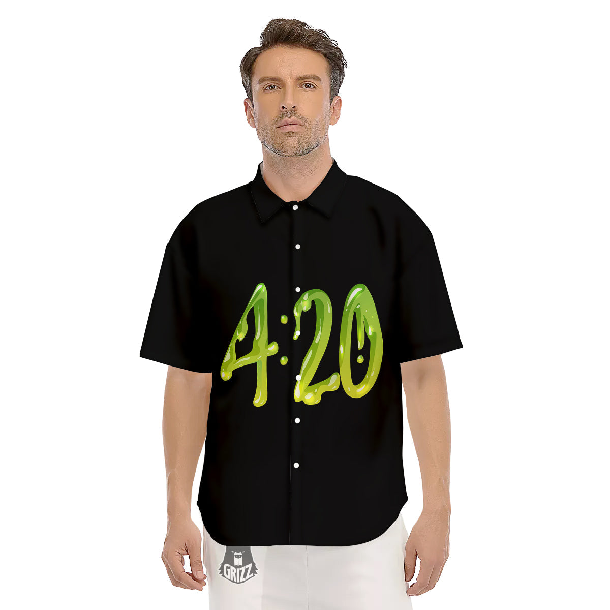 Cannabis Day 420 Print Men's Short Sleeve Shirts-grizzshop