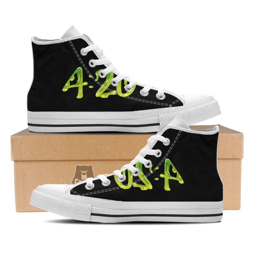 Cannabis Day 420 Print White High Top Shoes-grizzshop