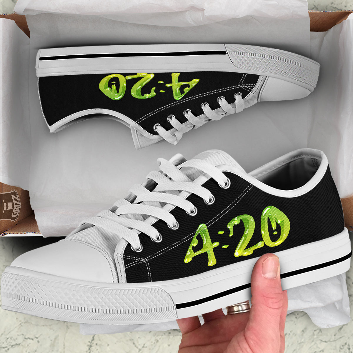 Cannabis Day 420 Print White Low Top Shoes-grizzshop