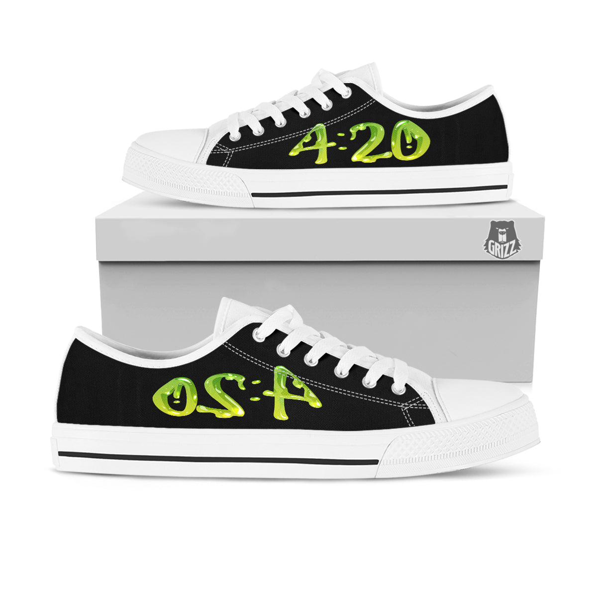 Cannabis Day 420 Print White Low Top Shoes-grizzshop