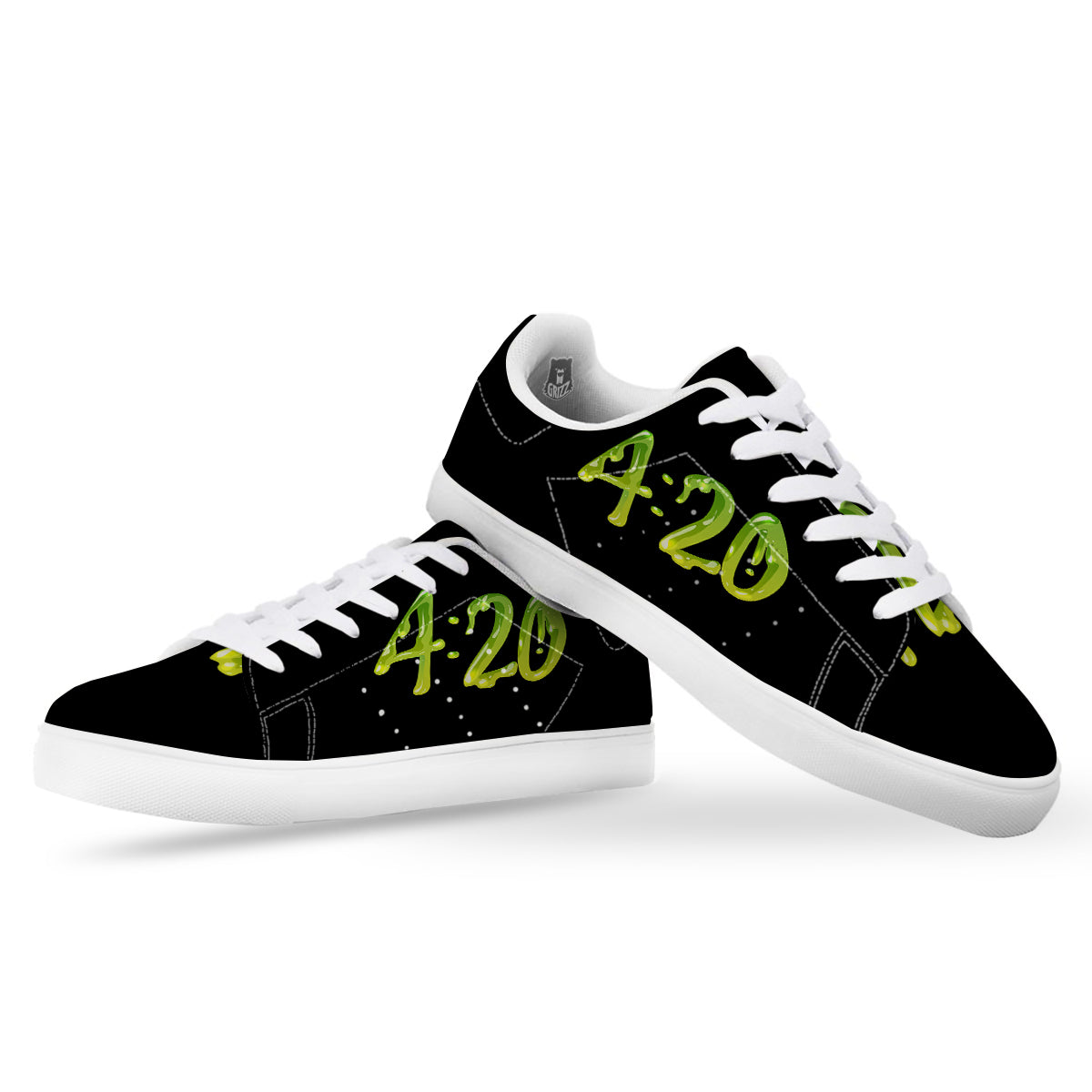 Cannabis Day 420 Print White Low Top Sneakers-grizzshop