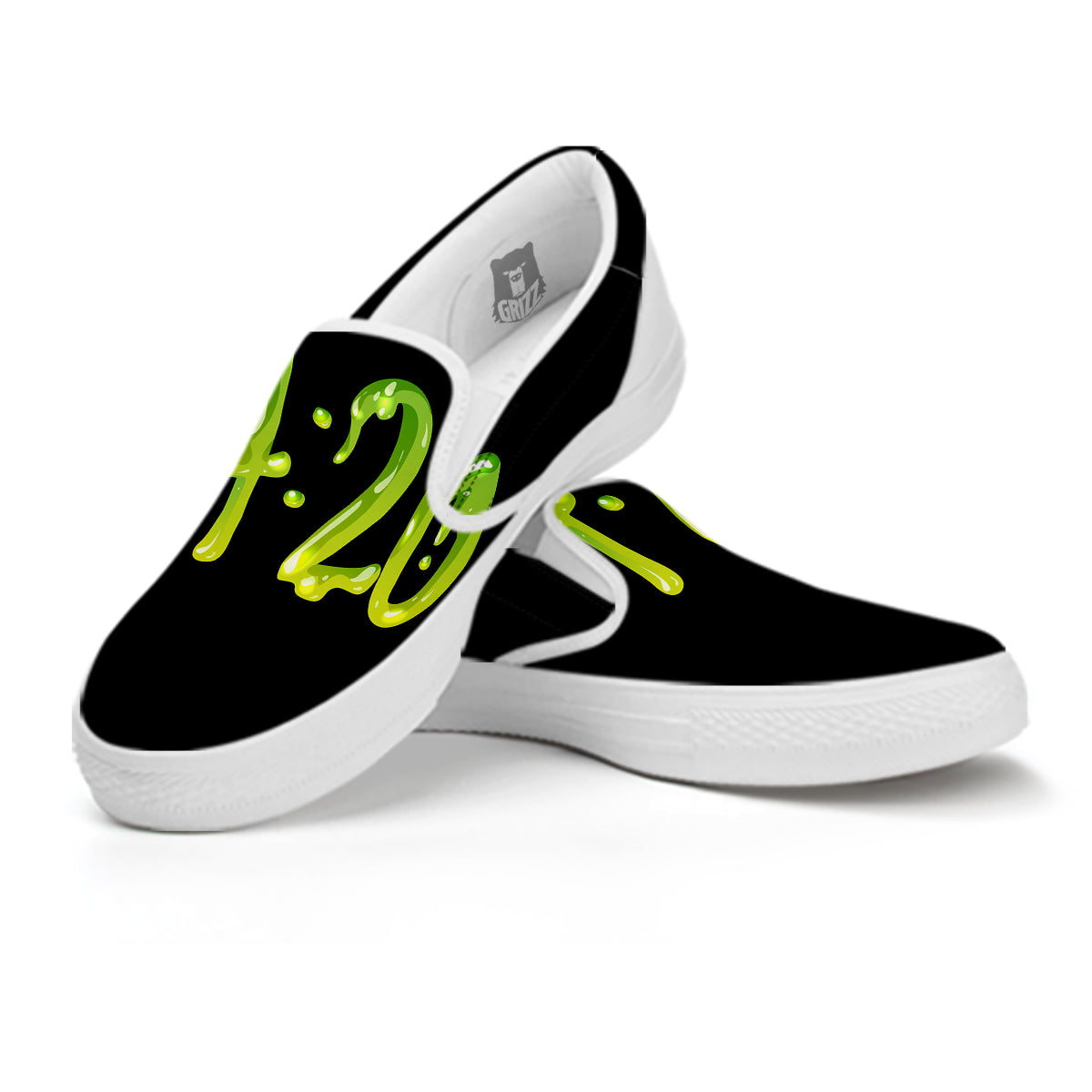 Cannabis Day 420 Print White Slip On Shoes-grizzshop