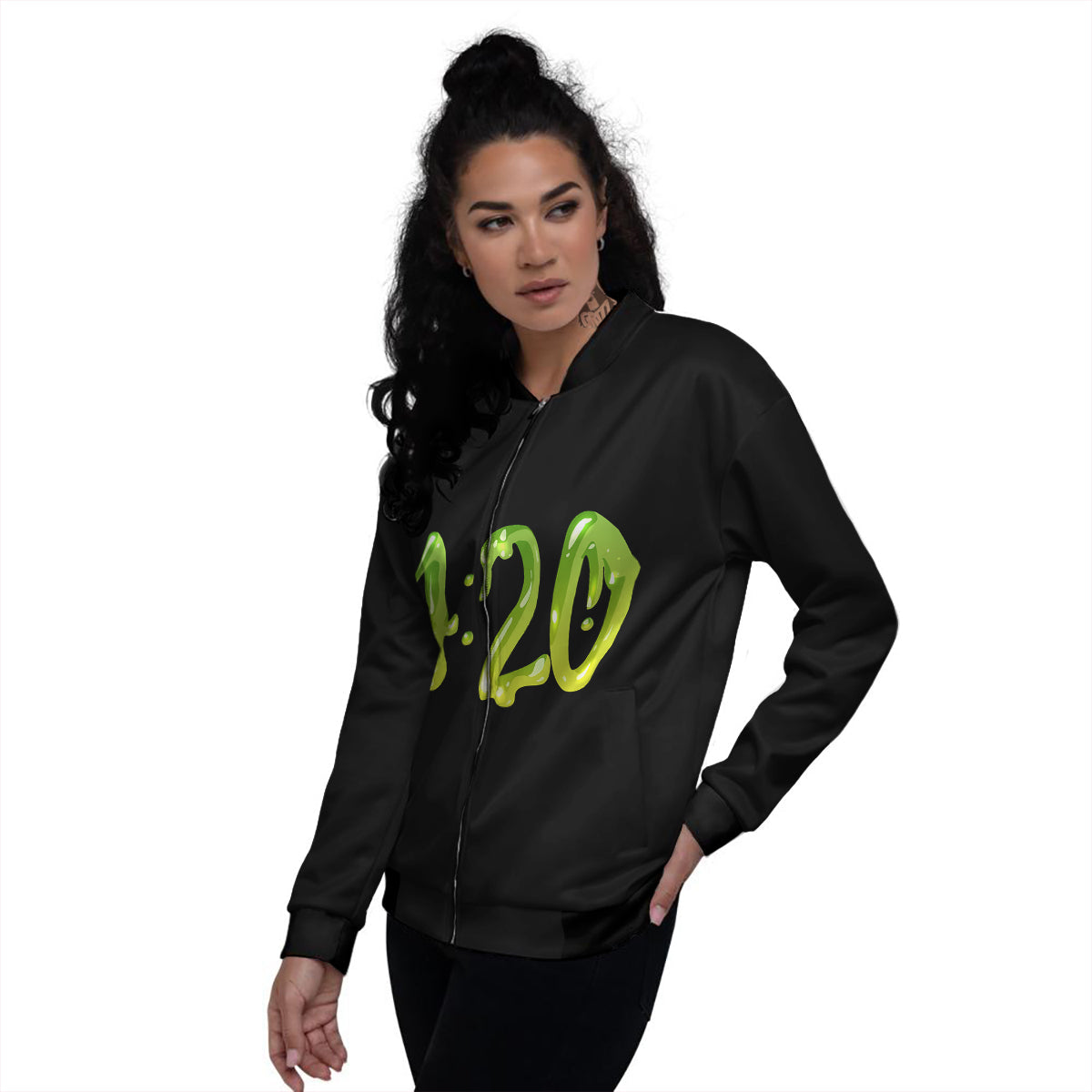 Cannabis Day 420 Print Women's Bomber Jacket-grizzshop