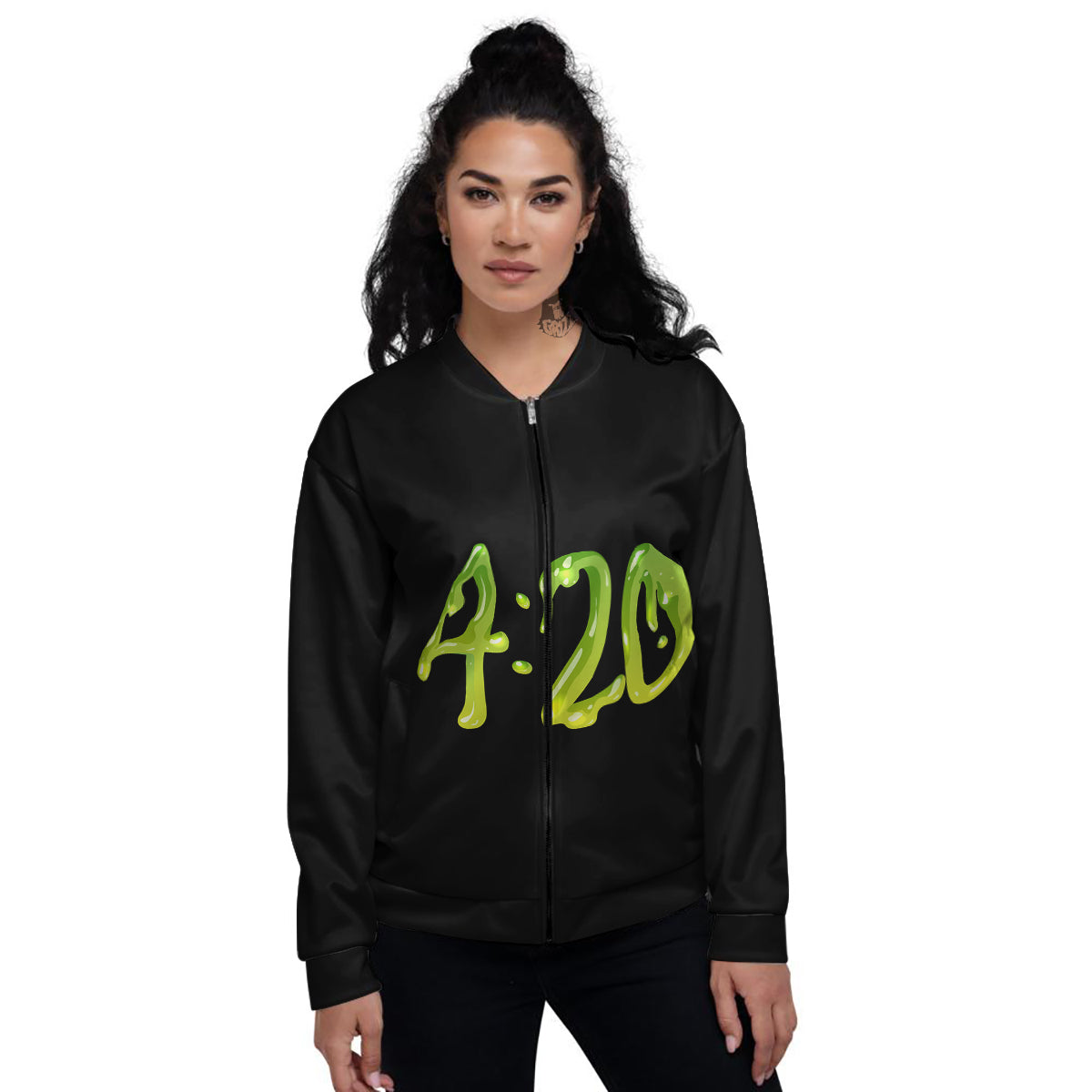 Cannabis Day 420 Print Women's Bomber Jacket-grizzshop