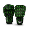 Cannabis Leaf Black And Green Print Boxing Gloves-grizzshop