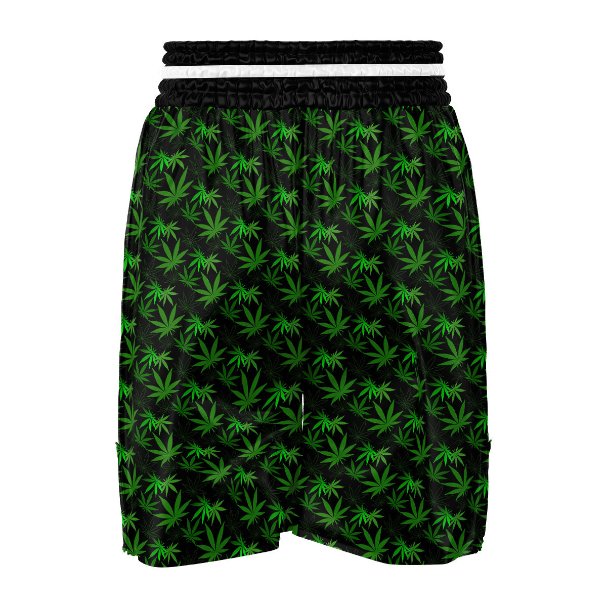 Cannabis Leaf Black And Green Print Boxing Shorts-grizzshop