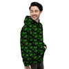 Cannabis Leaf Black And Green Print Men's Hoodie-grizzshop