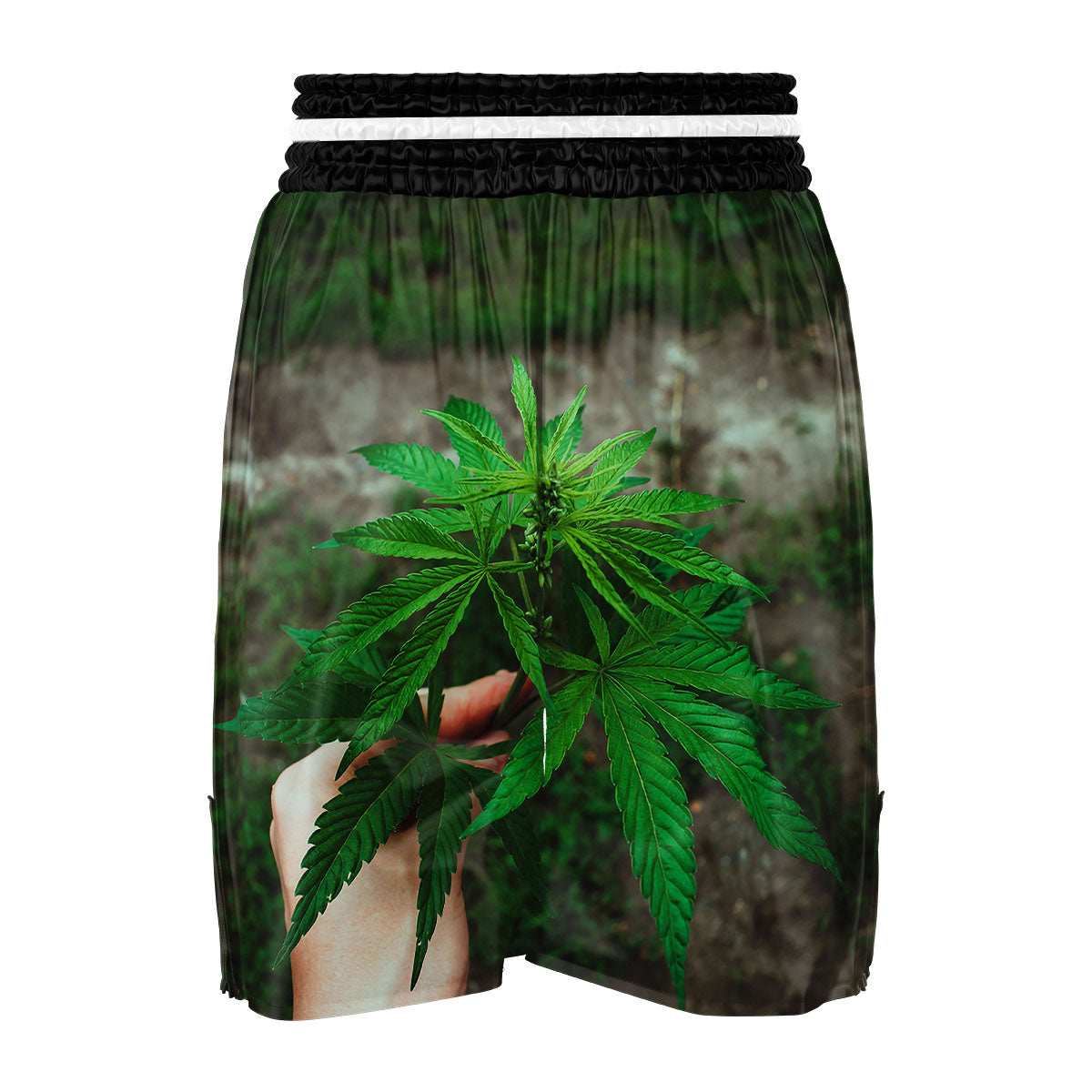 Cannabis Leaf Forest Green Print Boxing Shorts-grizzshop