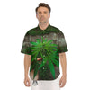 Cannabis Leaf Forest Green Print Men's Short Sleeve Shirts-grizzshop