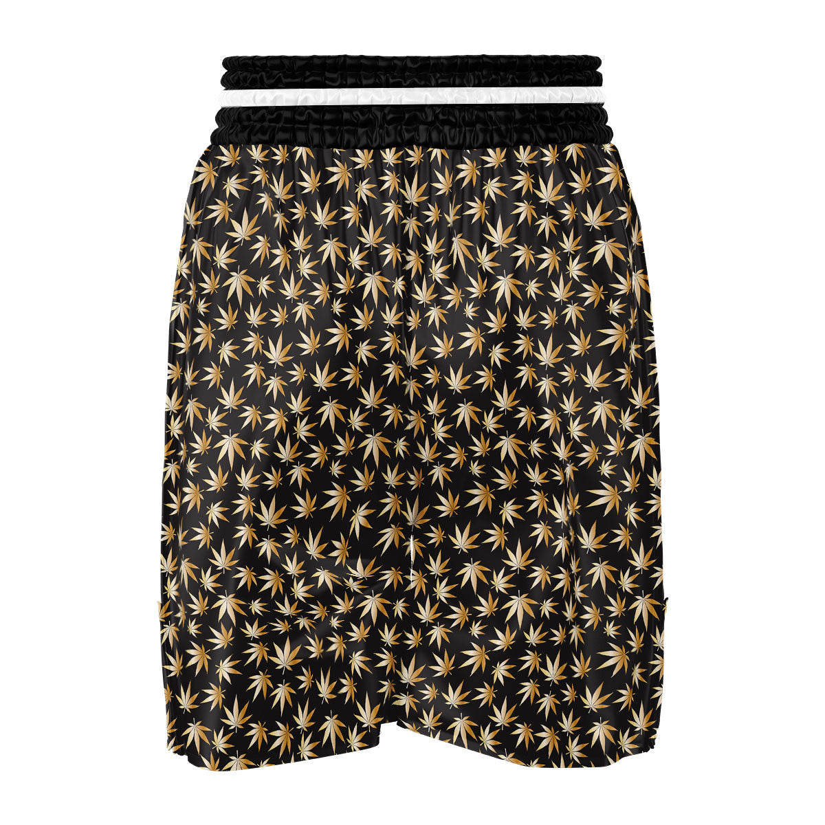 Cannabis Leaf Gold Print Pattern Boxing Shorts-grizzshop
