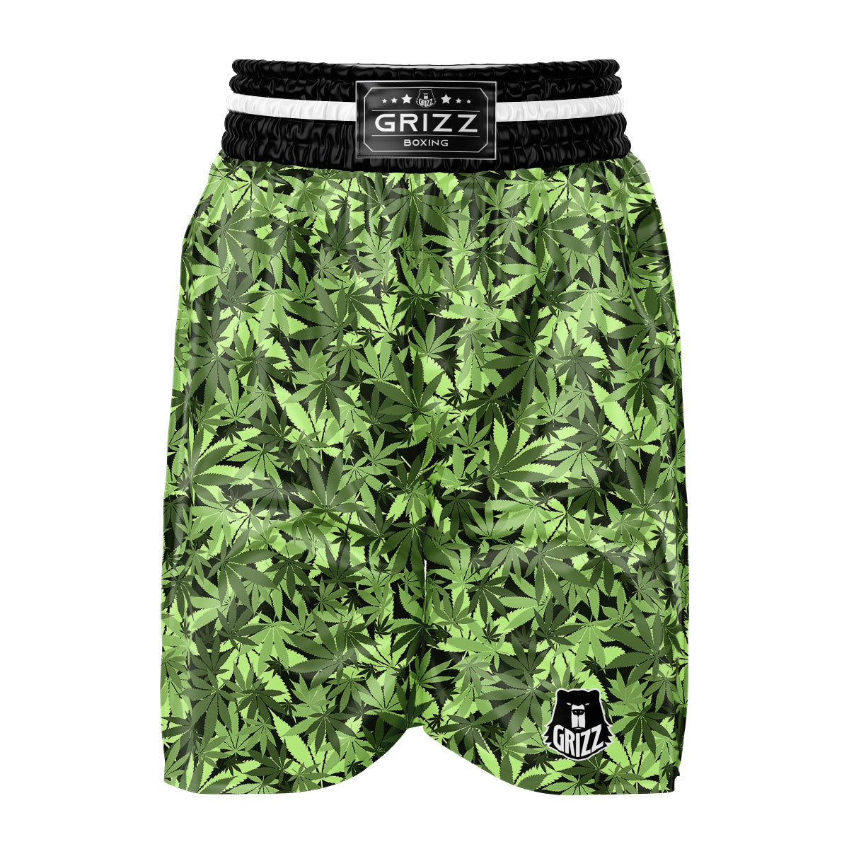 Cannabis Leaf Green Print Pattern Boxing Shorts-grizzshop