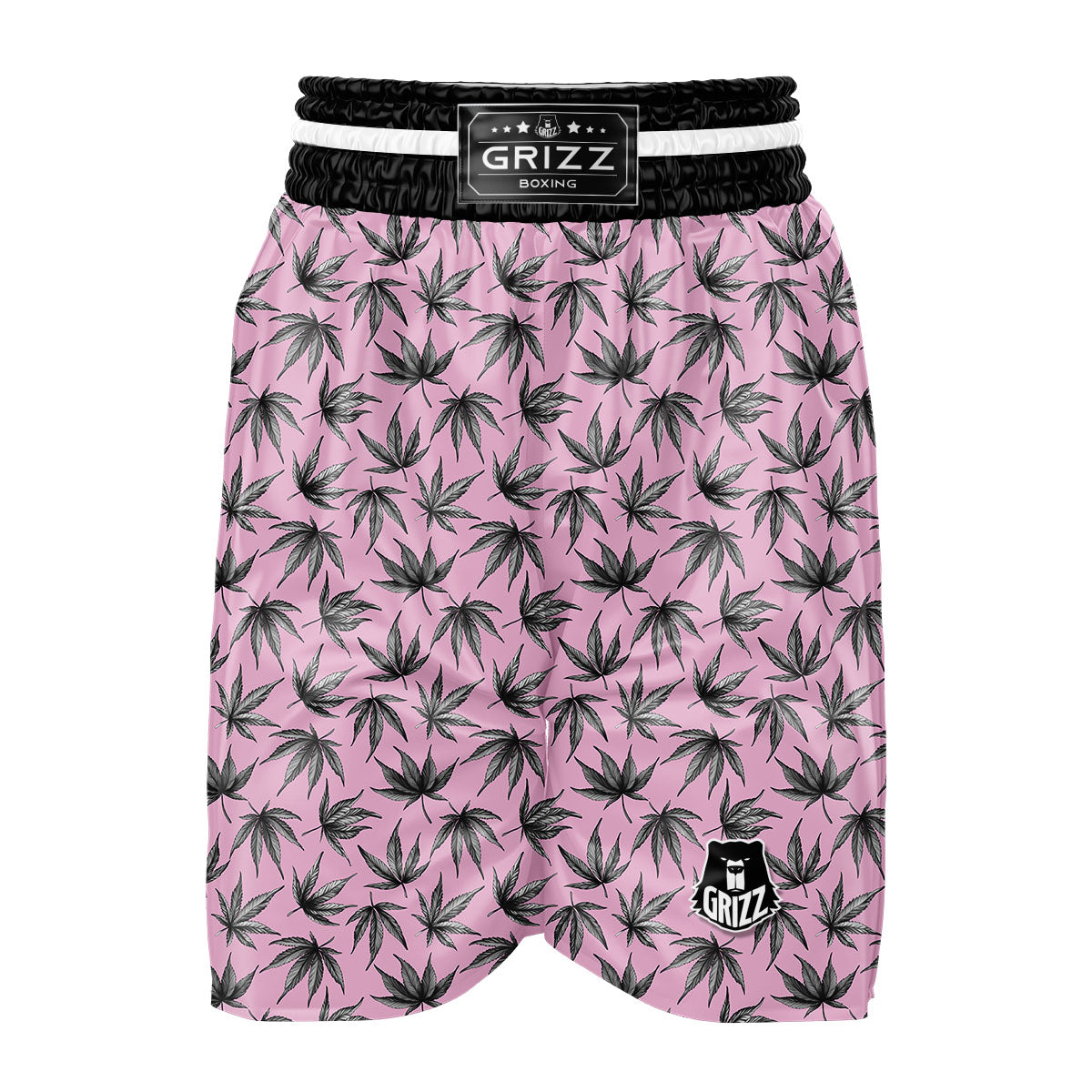 Cannabis Leaf Pink And Green Print Boxing Shorts-grizzshop