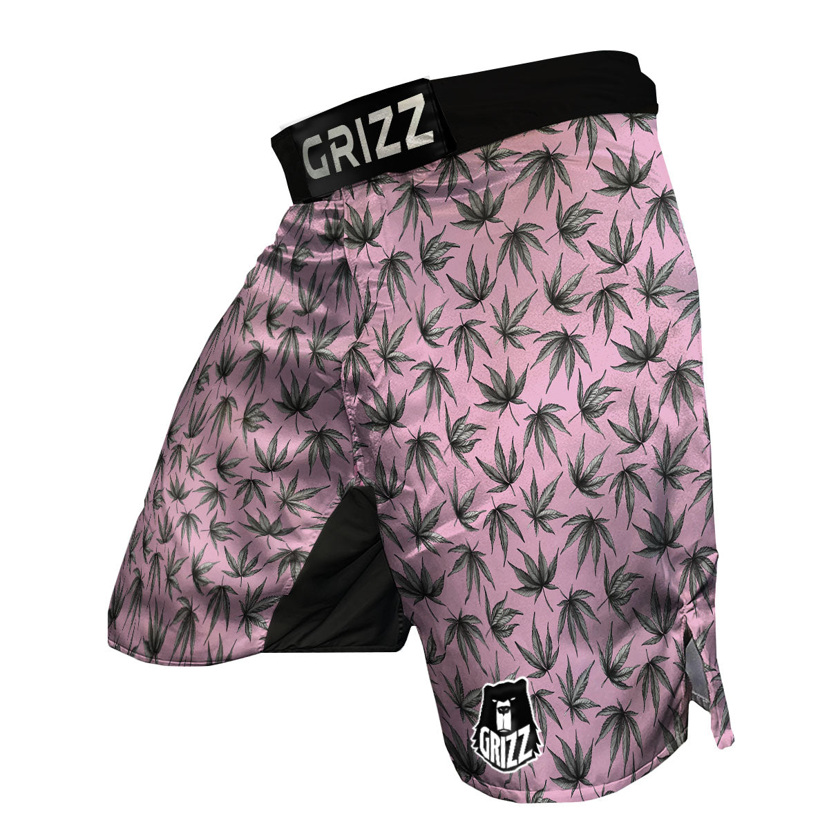 Cannabis Leaf Pink And Green Print MMA Shorts-grizzshop
