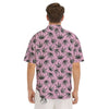 Cannabis Leaf Pink And Green Print Men's Short Sleeve Shirts-grizzshop