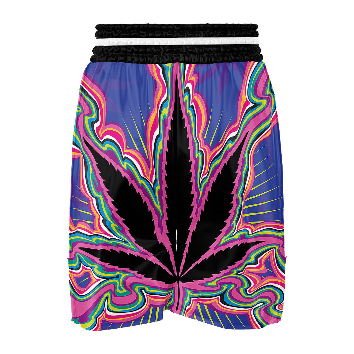 Cannabis Leaf Psychedelic Print Boxing Shorts-grizzshop