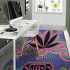 Cannabis Leaf Psychedelic Print Floor Mat-grizzshop