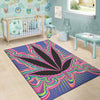 Cannabis Leaf Psychedelic Print Floor Mat-grizzshop