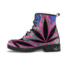 Cannabis Leaf Psychedelic Print Leather Boots-grizzshop